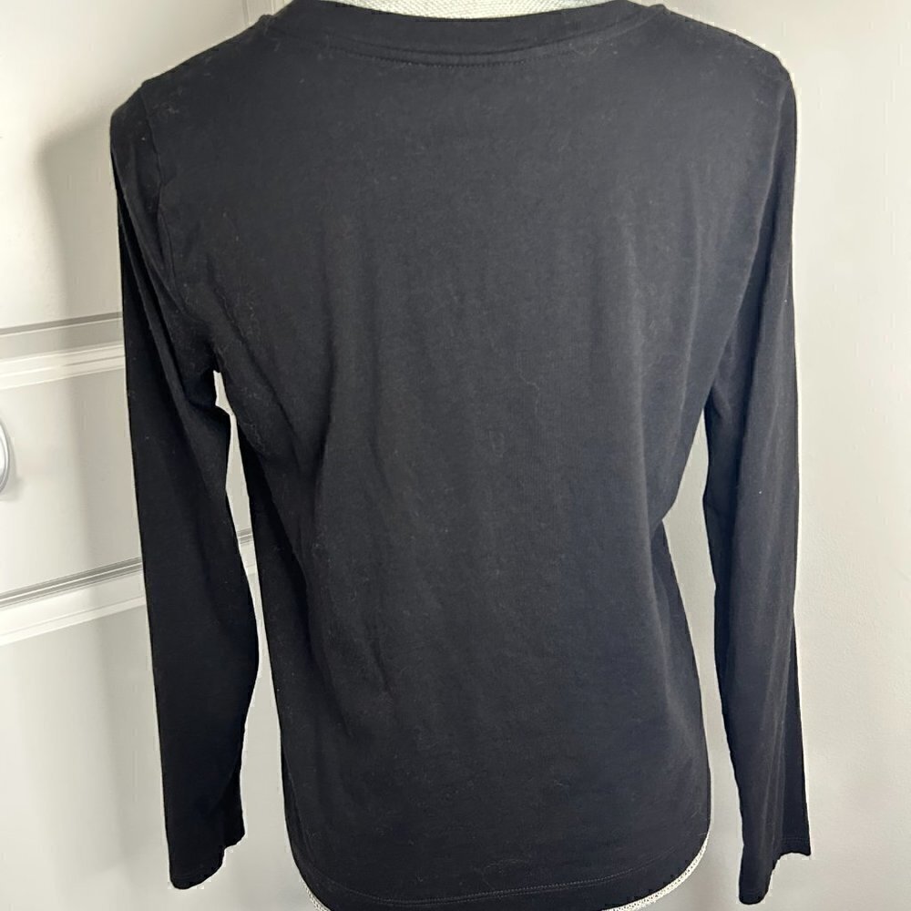 Loft Black Long Sleeve Crewneck Size M EUC - Picture 2 of 2